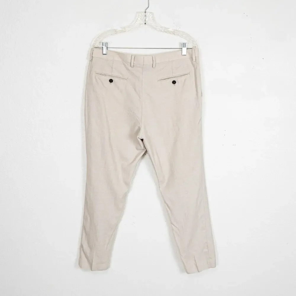 J.Crew Ludlow Slim Pleated Suit Pant Italian Wool Linen Silk 34